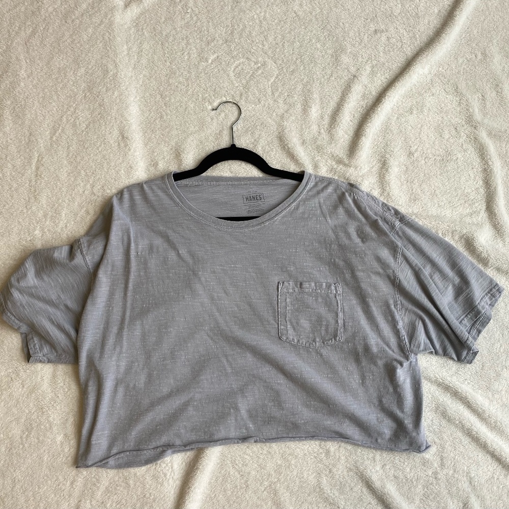 Gray Cropped Hanes T-shirt